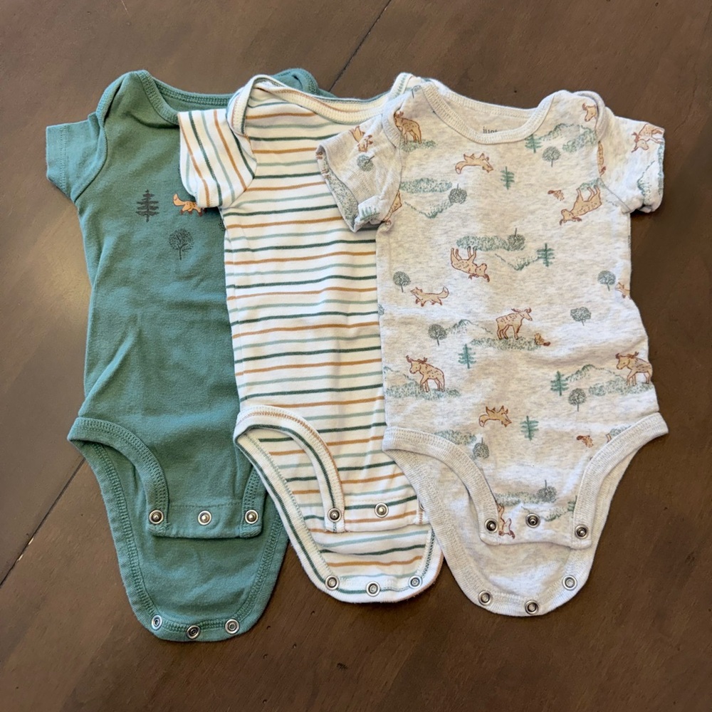 Carter's Green, Striped, and Animal Print Bodysuits